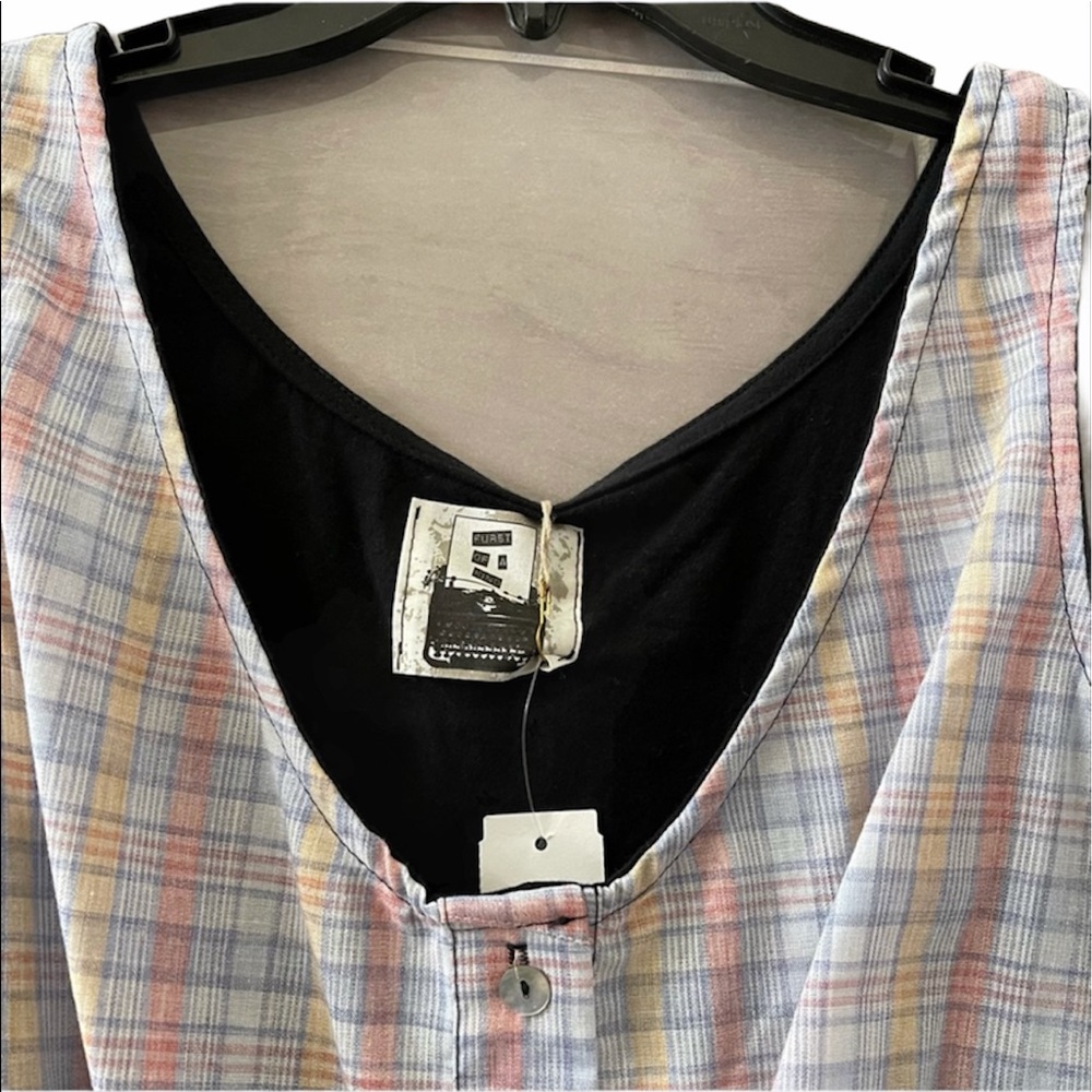 Furst Of A Kind plaid tie front blouse one size - Picture 8 of 13